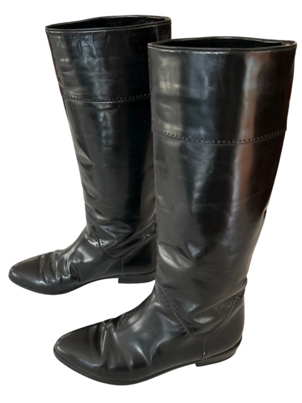 Vintage Vaneli Size 7.5 Black Patent Leather Knee High Riding Boots Equestrian - Picture 5 of 9